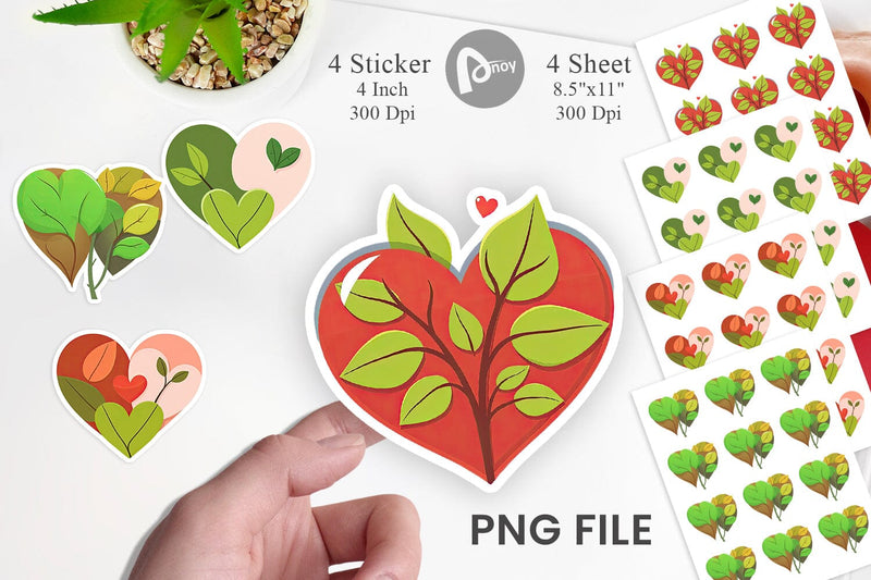 Leaf Heart Sticker Sublimation artnoy 