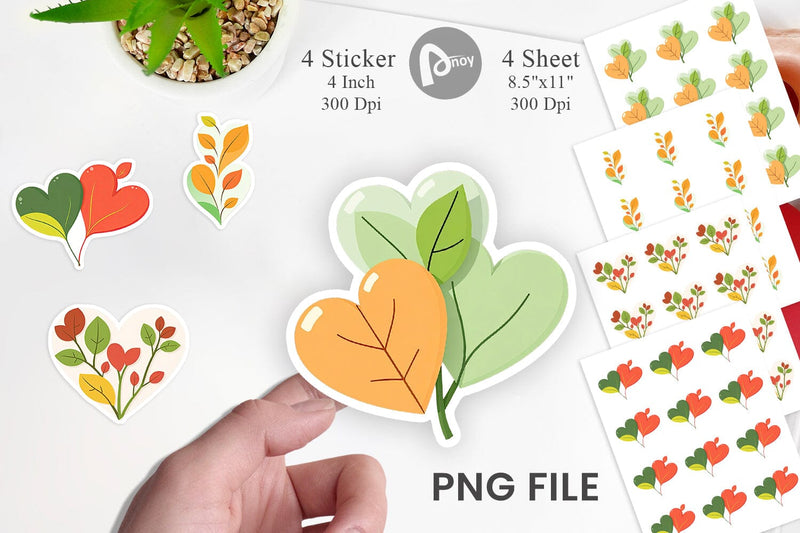 Leaf Heart Sticker Sublimation artnoy 