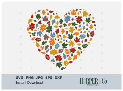 Leaf Heart SVG PNG Cut EPS File SVG HarperNCo 