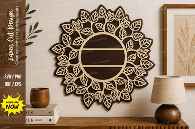 Leaf Mandala Circle Frame laser Cut svg Cutting file SVG Regulrcrative 