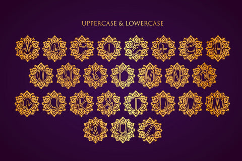 Leaf Mandala Monogram Font Dm Letter Studio 