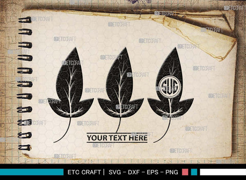 Leaf Monogram, Leaf Silhouette, Leaf SVG, Plants Svg, Leaves Svg, Tropical Leaves Svg, Monstera Svg, Fall Leaf Svg, SB00503 SVG ETC Craft 