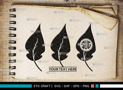 Leaf Monogram, Leaf Silhouette, Leaf SVG, Plants Svg, Leaves Svg, Tropical Leaves Svg, Monstera Svg, Fall Leaf Svg, SB00503 SVG ETC Craft 