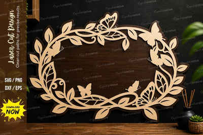 Leaf Oval Frame Laser Cut File SVG Regulrcrative 
