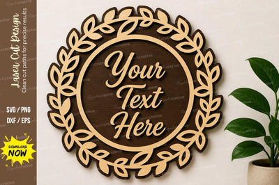 Leaf Round Frame laser Cut svg Cutting file SVG Regulrcrative 