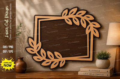 Leaf Square Frame laser Cut svg Cutting file SVG Regulrcrative 