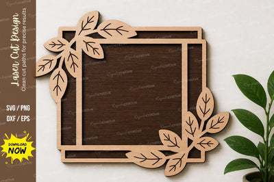 Leaf Square Frame laser Cut svg Cutting file SVG Regulrcrative 