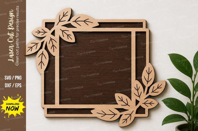 Leaf Square Frame laser Cut svg Cutting file SVG Regulrcrative 