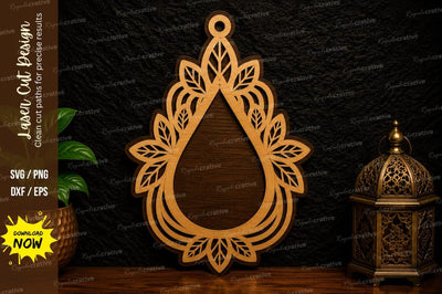 Leaf Teardrop Ornament Laser Cut SVG Design SVG Regulrcrative 