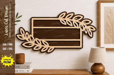 Leaf Text Frame laser Cut svg Cutting file SVG Regulrcrative 