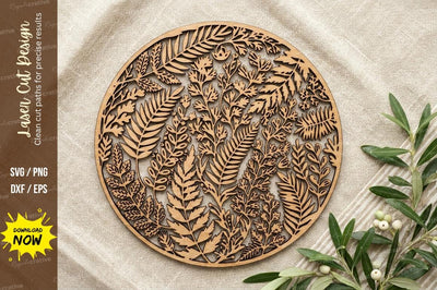 Leaf Texture Mandala Laser Cut, leaf svg, botanical svg SVG Regulrcrative 
