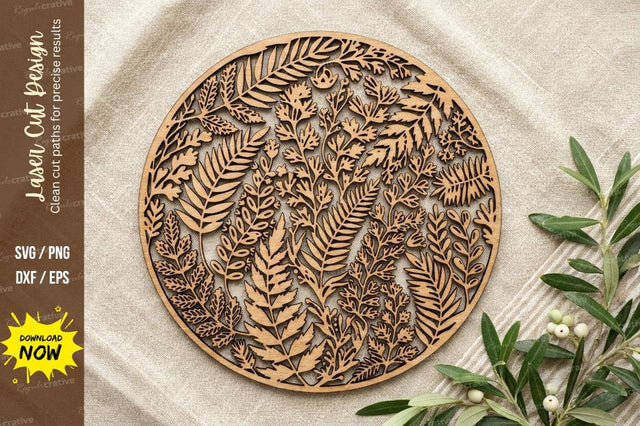 Leaf Texture Mandala Laser Cut, leaf svg, botanical svg SVG Regulrcrative 