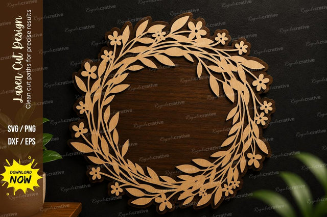 Leaf Wreath Circle SVG Laser Cut Wall Decor SVG Regulrcrative 