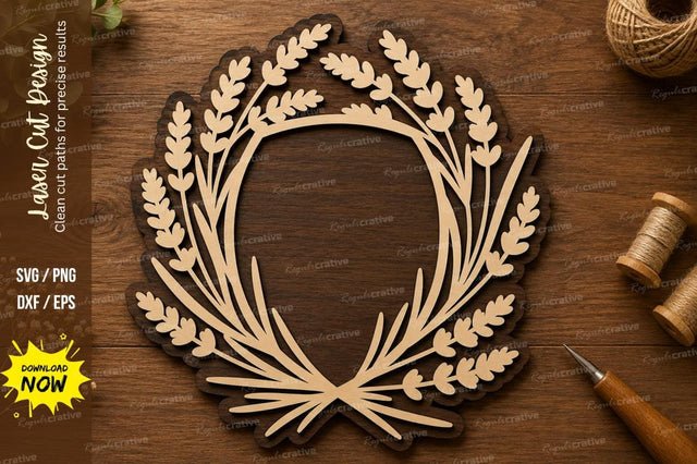Leaf Wreath Decorative Frame Laser Cut SVG File SVG Regulrcrative 