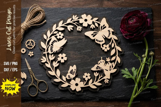 Leaf Wreath Frame laser Cut svg Cutting file SVG Regulrcrative 