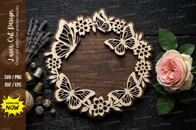 Leaf Wreath Frame laser Cut svg Cutting file SVG Regulrcrative 