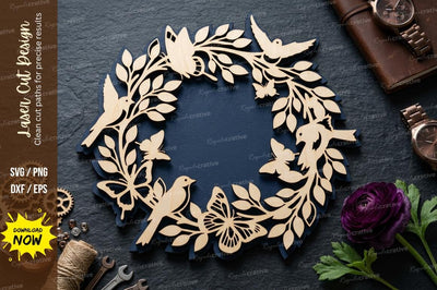 Leaf Wreath Frame laser Cut svg Cutting file SVG Regulrcrative 