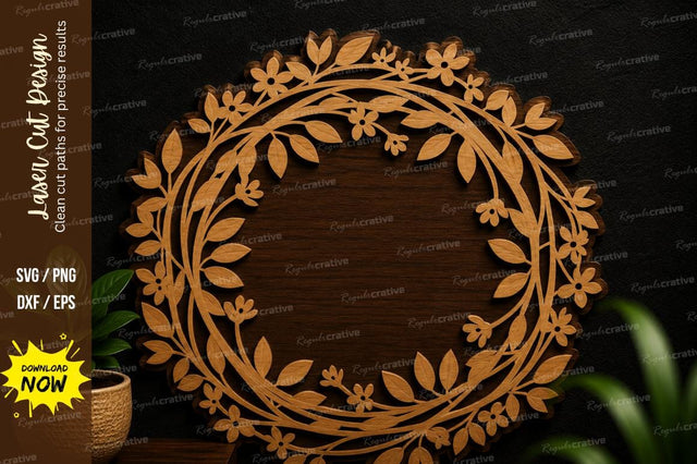 Leaf Wreath Frame Laser Cut SVG SVG Regulrcrative 