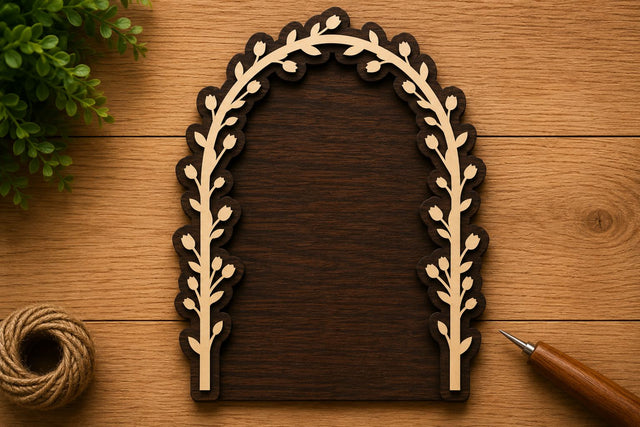 Leafy Arch Frame Laser Cut Svg File Design SVG Regulrcrative 