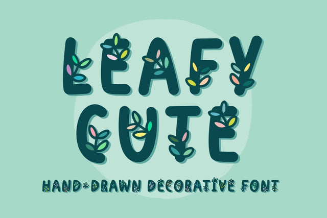 Leafy Cute - Hand Drawn Decorative Font Font Jyllyco 