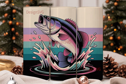 Leaping Bass 20oz Tumbler Wrap Sublimation DesignSVG 