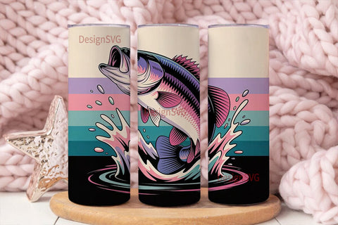 Leaping Bass 20oz Tumbler Wrap Sublimation DesignSVG 