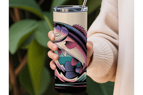 Leaping Bass 20oz Tumbler Wrap Sublimation DesignSVG 