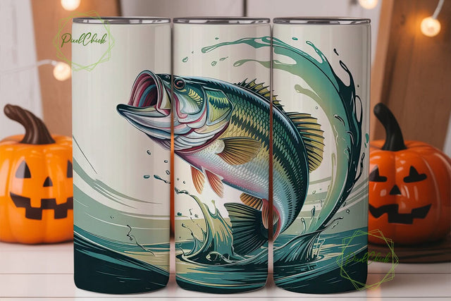 Leaping Bass 20oz Tumbler Wrap Sublimation PixelChick 