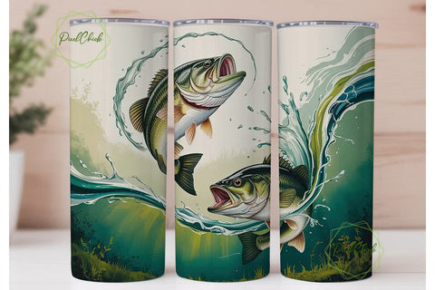 Leaping Bass 20oz Tumbler Wrap Sublimation PixelChick 