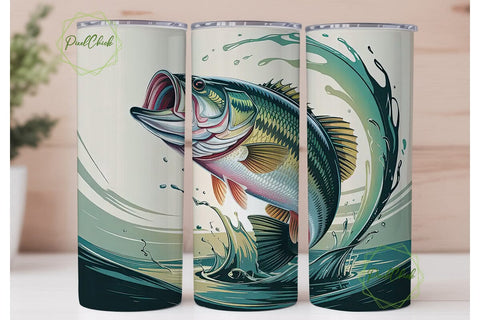 Leaping Bass 20oz Tumbler Wrap Sublimation PixelChick 