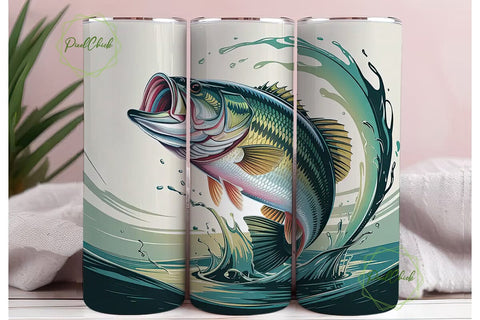 Leaping Bass 20oz Tumbler Wrap Sublimation PixelChick 