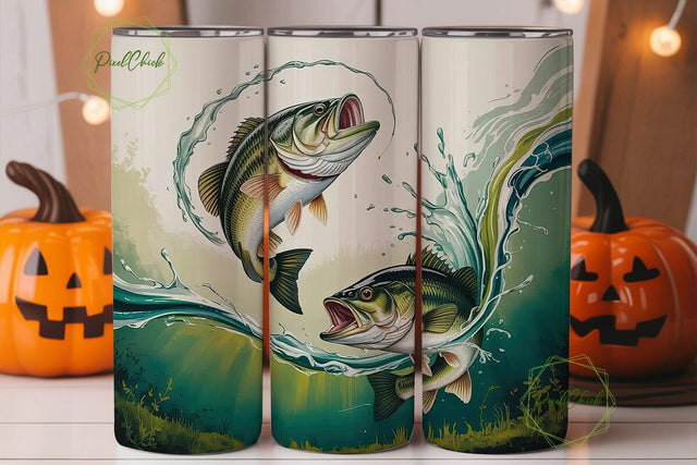 Leaping Bass 20oz Tumbler Wrap Sublimation PixelChick 