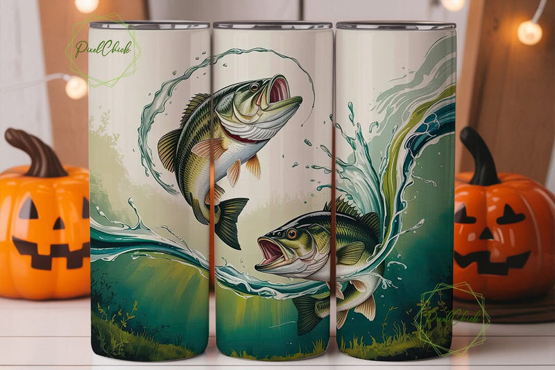 Leaping Bass 20oz Tumbler Wrap Sublimation PixelChick 