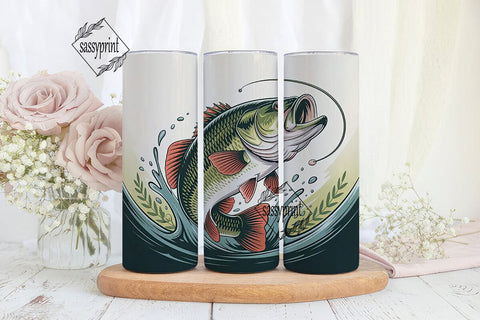 Leaping Bass 20oz Tumbler Wrap Sublimation sassyprint 