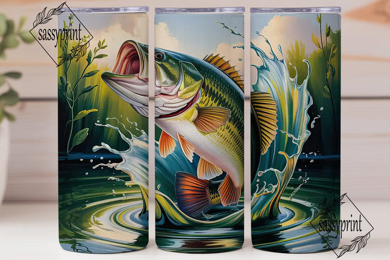 Leaping Bass 20oz Tumbler Wrap Sublimation sassyprint 