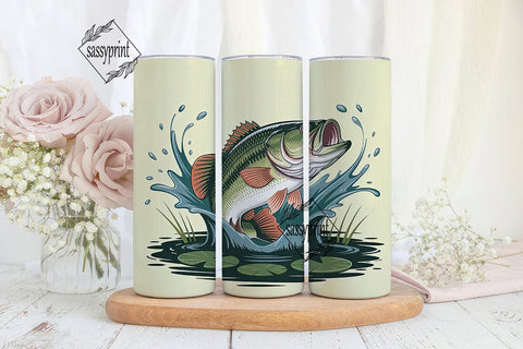 Leaping Bass 20oz Tumbler Wrap Sublimation sassyprint 
