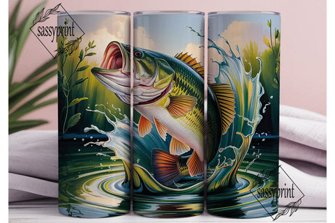 Leaping Bass 20oz Tumbler Wrap Sublimation sassyprint 