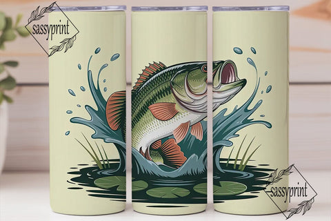 Leaping Bass 20oz Tumbler Wrap Sublimation sassyprint 