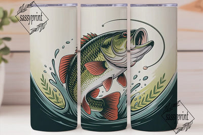 Leaping Bass 20oz Tumbler Wrap Sublimation sassyprint 