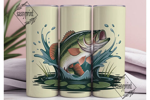 Leaping Bass 20oz Tumbler Wrap Sublimation sassyprint 