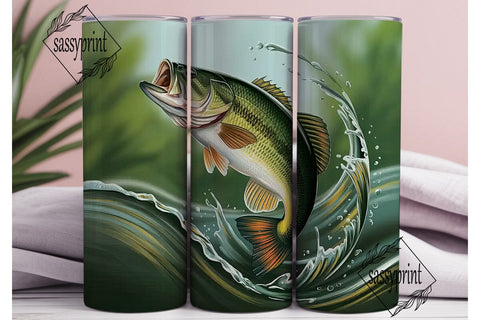 Leaping Bass 20oz Tumbler Wrap Sublimation sassyprint 