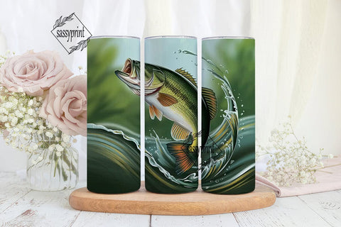 Leaping Bass 20oz Tumbler Wrap Sublimation sassyprint 