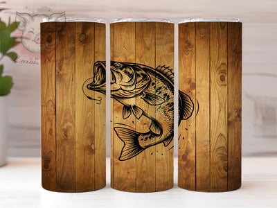 Leaping Bass Design 20oz Tumbler, High Contrast, Bold Lines, Negative Space, Fishing Theme, Skinny Tumbler, Sublimation PNG Sublimation Lara' s Designs 