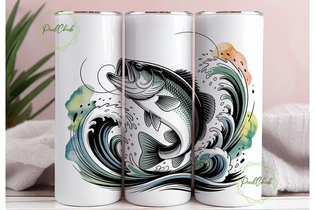 Leaping Bass Fishing 20oz Tumbler Sublimation PixelChick 