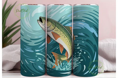 Leaping Fish 20oz Tumbler Design Sublimation PixelChick 