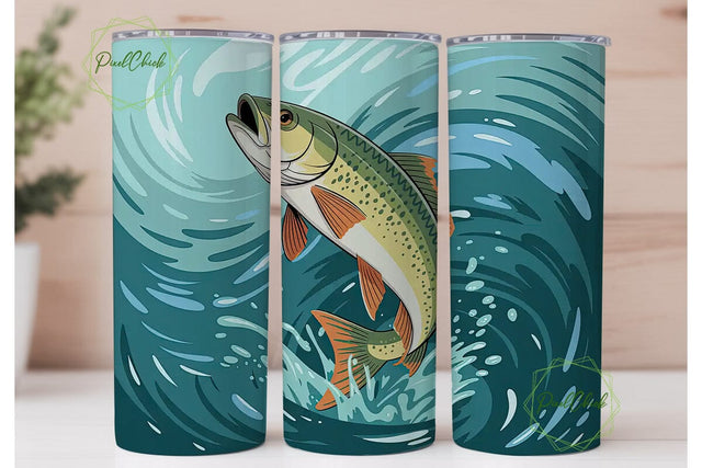 Leaping Fish 20oz Tumbler Design Sublimation PixelChick 