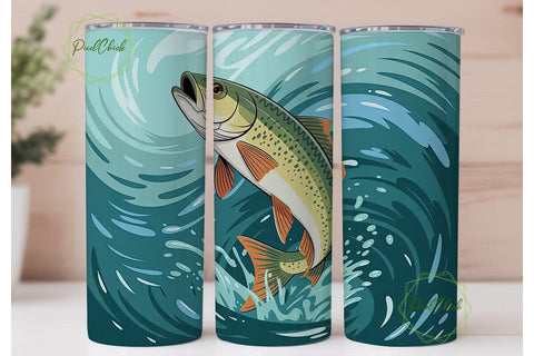 Leaping Fish 20oz Tumbler Design Sublimation PixelChick 