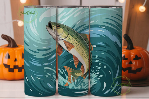 Leaping Fish 20oz Tumbler Design Sublimation PixelChick 