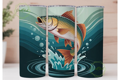 Leaping Fish 20oz Tumbler Design Sublimation PixelChick 