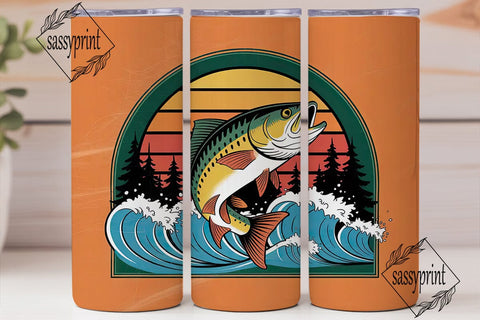 Leaping Fish Fishing 20oz Tumbler Wrap Sublimation sassyprint 